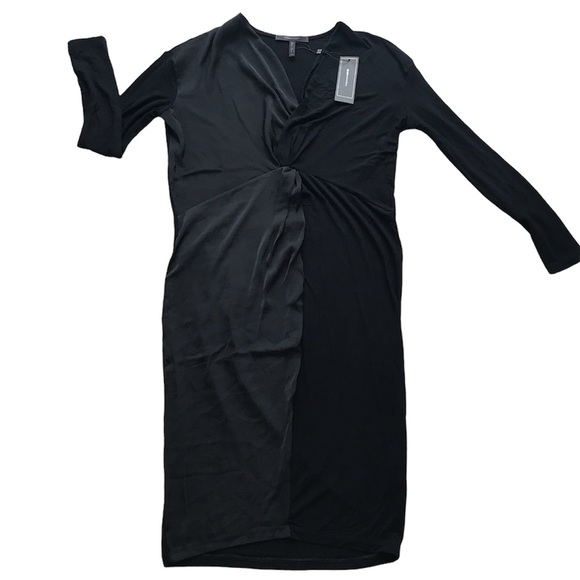 SOLD!BCBGMaxAzria Twist-Front Knit Black Dress, XS - Picture 6 of 7